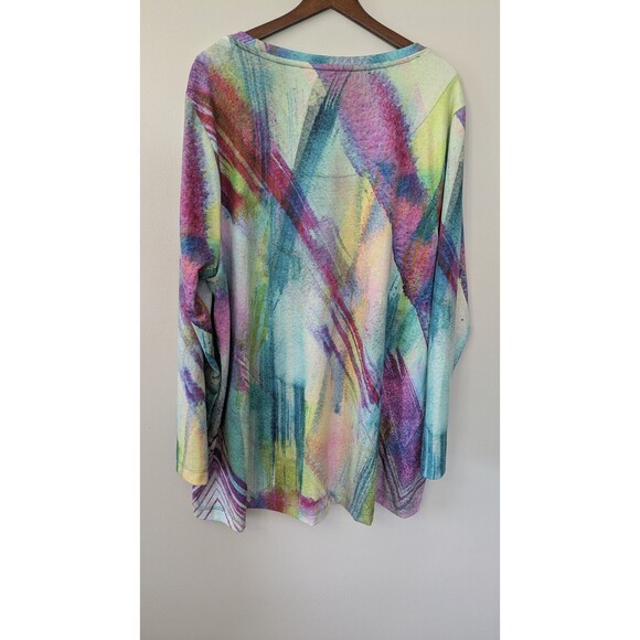 Soft Surroundings Dale Tunic Top 3X Splash Artsy Paint Long Sleeve Stretch - Picture 5 of 9